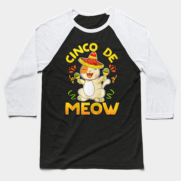 Cinco De Meow Baseball T-Shirt by toiletpaper_shortage